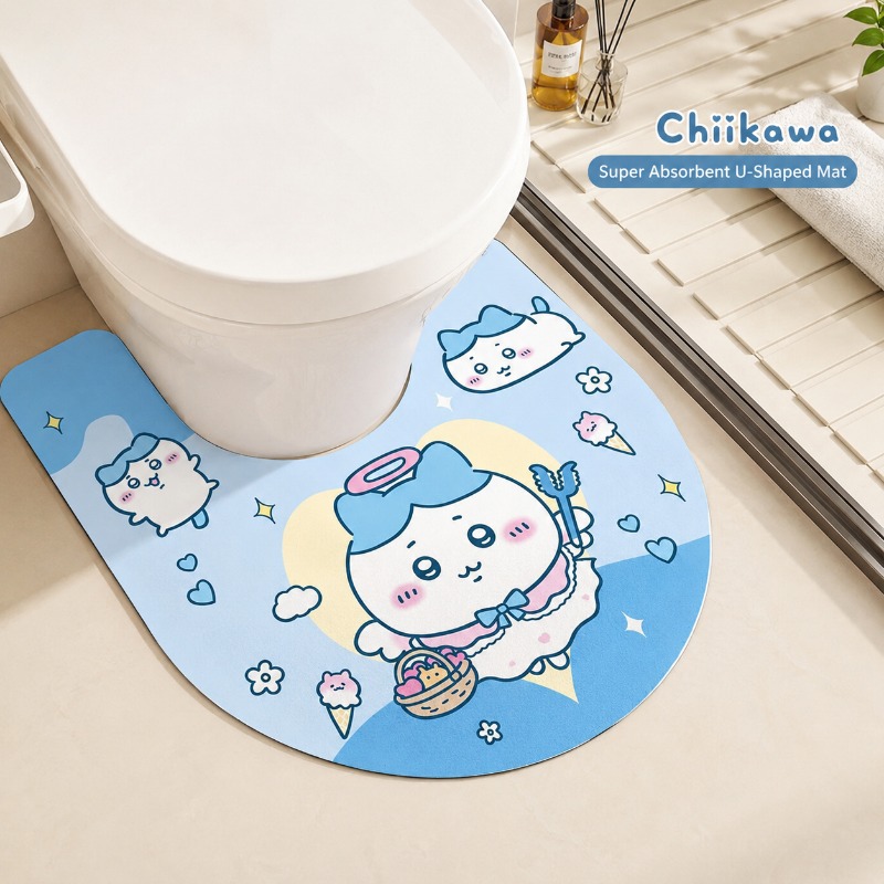 Home One Bathroom Accessories - Cute Chiikawa U Shaped Toilet Mat