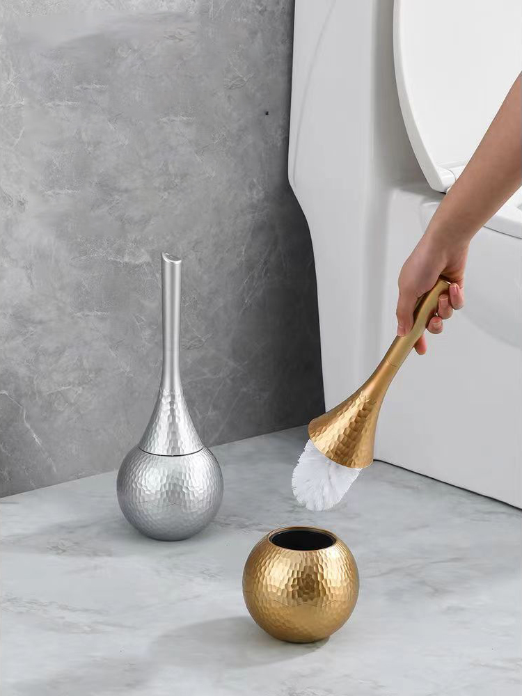 Home Bathroom Cleaning Kit - Luxury Gold Toilet Brush Set Replaceable