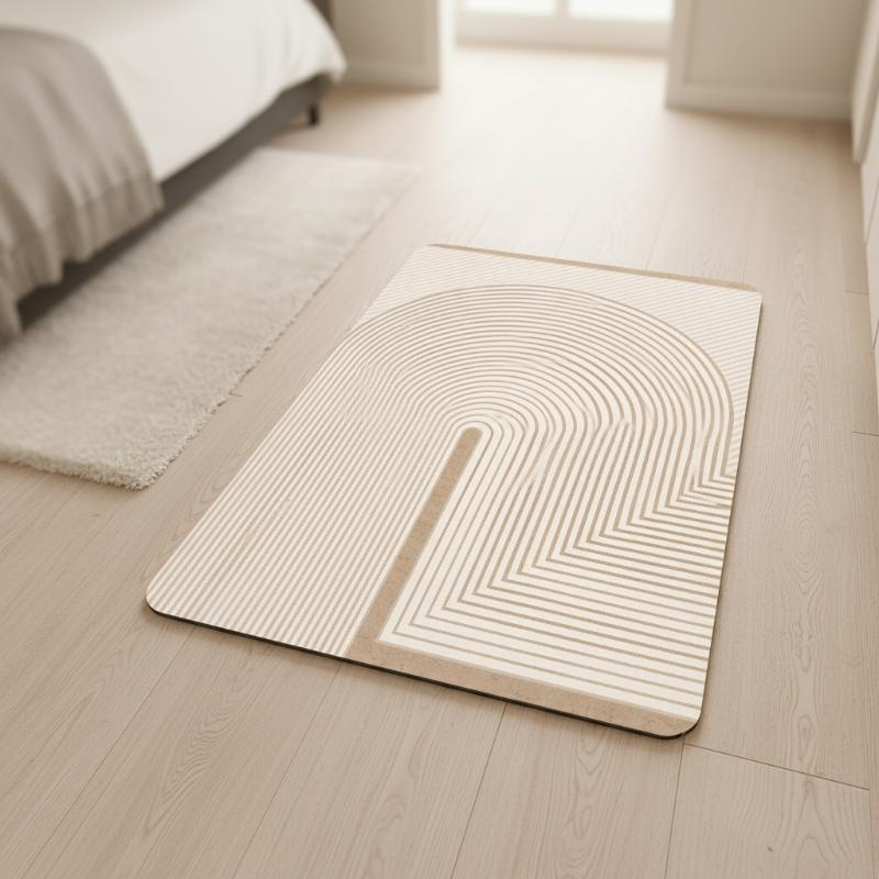 (Beige Striped Diatomite Bath  - đánh giá và giá Non Slip Bath Mat