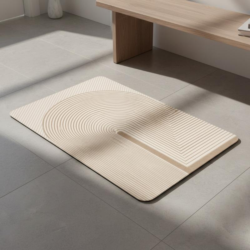Beige Striped Diatomite Bath M - đánh giá và giá Non Slip Bath Mat