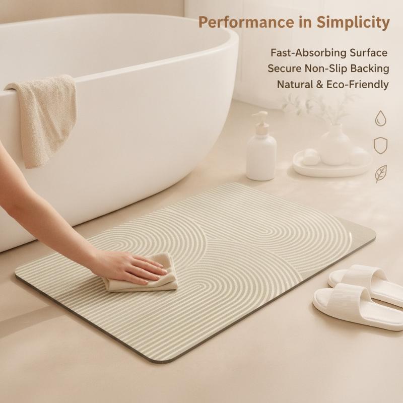 Beige Striped Diatomite Bath M - đánh giá và giá Non Slip Bath Mat