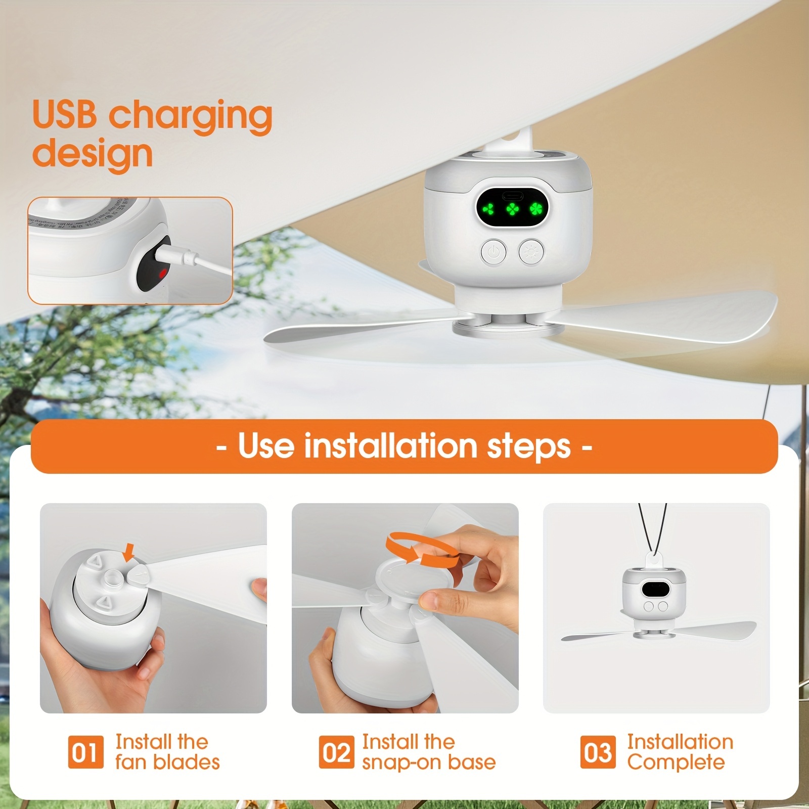 Portable Ceiling Fans 8000mAh  - đánh giá và giá Home Bathroom Ventilation