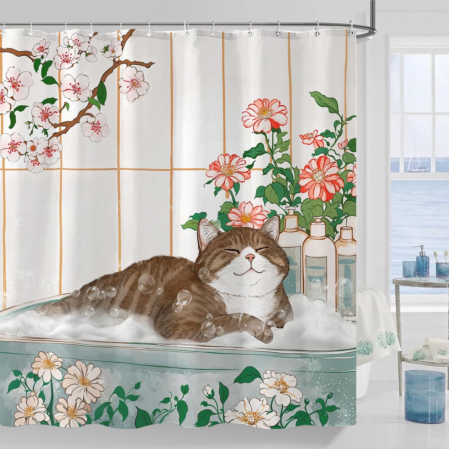 Aesthetic Cat Floral Watercolo - đánh giá và giá Home Bathroom Spa Ideas