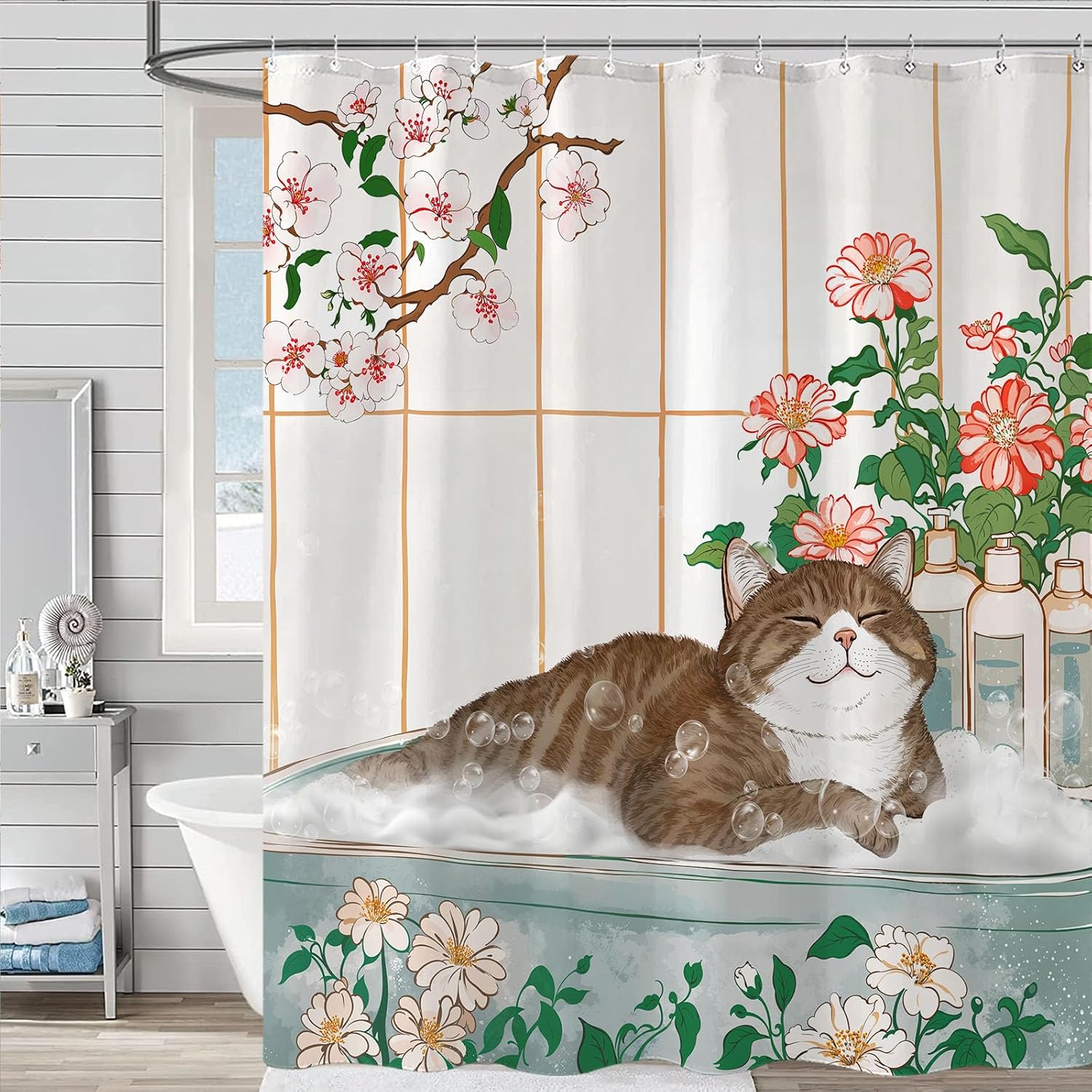 Aesthetic Cat Floral Watercolo - đánh giá và giá Home Bathroom Spa Ideas