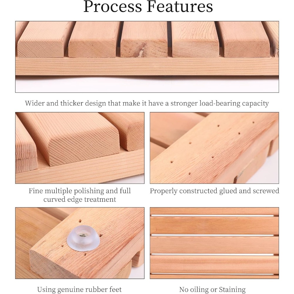 Natural Cedar Wood Shower Mat, - đánh giá và giá Non Slip Bath Mat