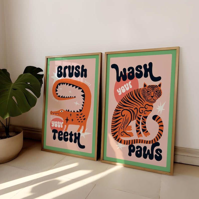 2pcs/set Tiger Wash Your Paws  - đánh giá và giá Home Bathroom Set