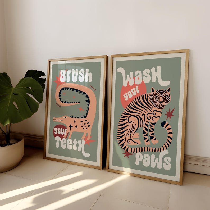 2pcs/set Tiger Wash Your Paws  - đánh giá và giá Home Bathroom Set