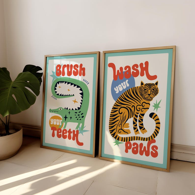 2pcs/set Tiger Wash Your Paws  - đánh giá và giá Home Bathroom Set