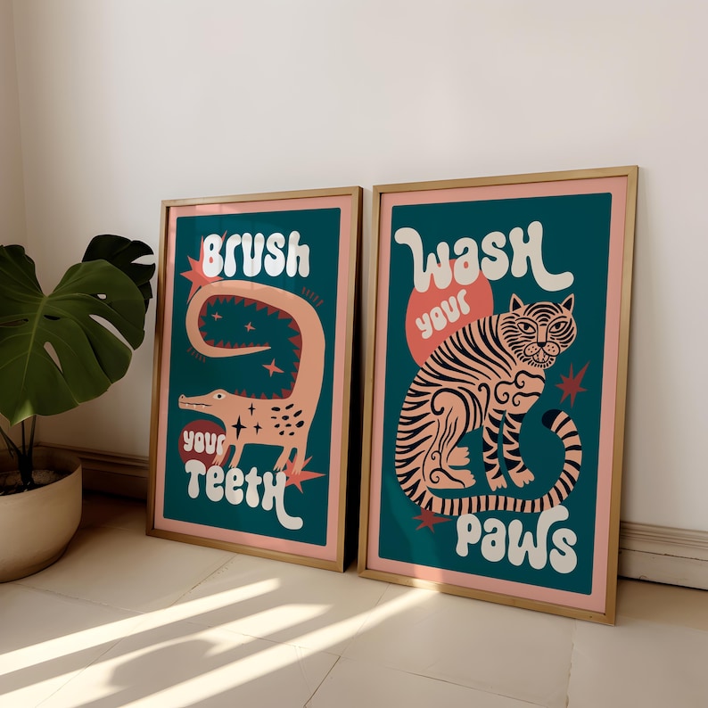 2pcs/set Tiger Wash Your Paws  - đánh giá và giá Home Bathroom Set
